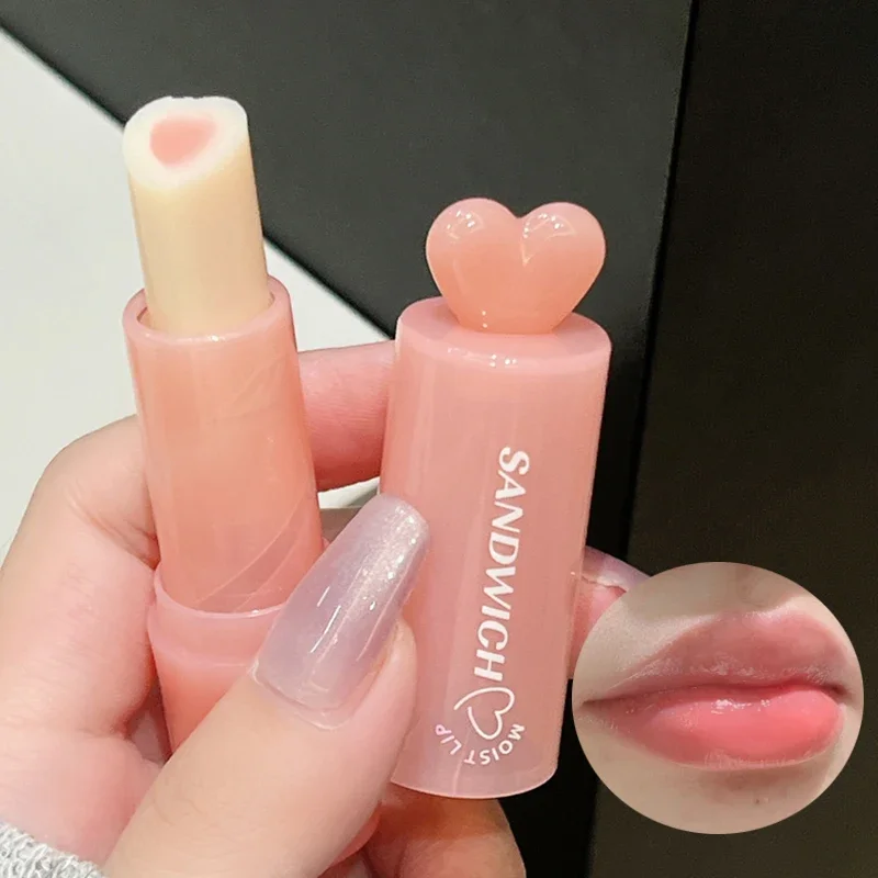 Feuchtigkeitsspendende Gelee Sandwich Lippenstift Make-Up Pfirsich Farbe Lip Balm Kristall Temperatur Ändern Lippenstift Klar Lip Gloss Lippen Pflege