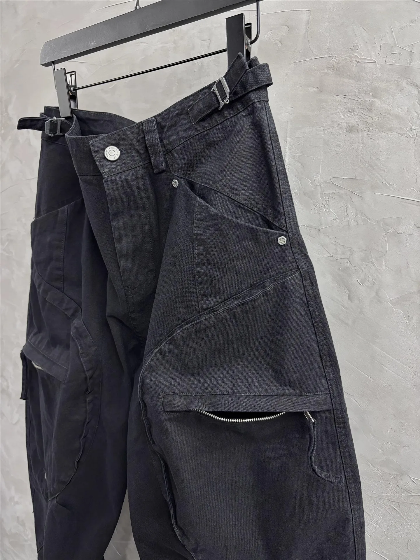 أوين ساك الرجال السراويل البضائع القطن عادية كبيرة الحجم القوطية الرجال Sweatpants الخريف الصليب الصلبة فضفاض أسود مصمم بنطلون طويل