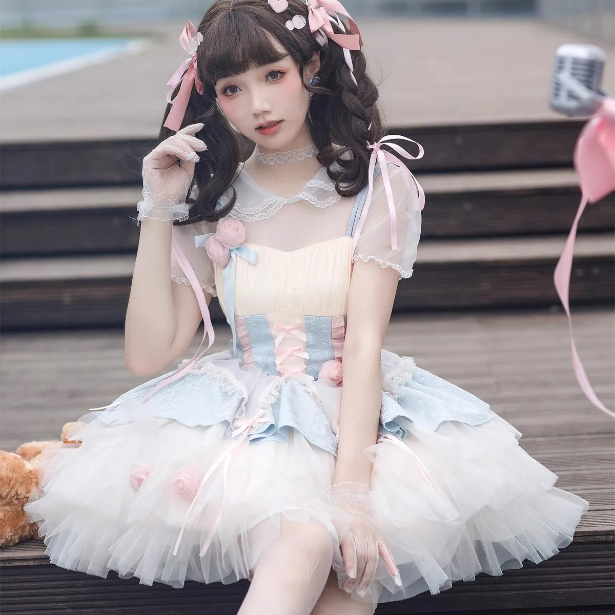 

Original Genuine Lolita Rose Peach Cute Sweet Girl Dress Sweet Song Song Server Jsk Princess Dress