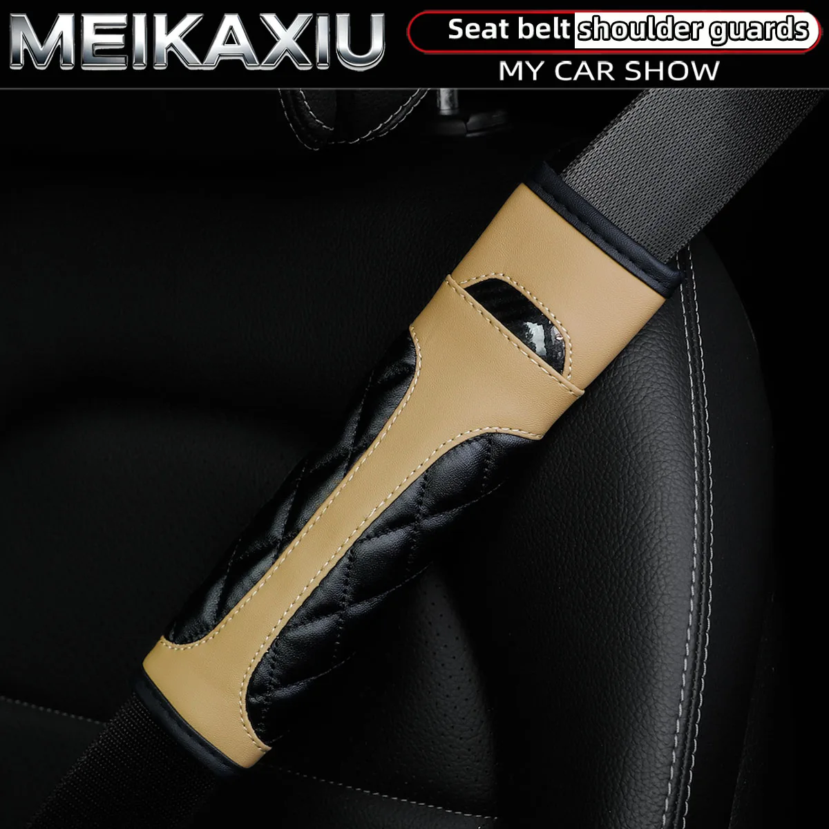 Schulterbezüge für Damen, Sicherheitsgurt-Dekorationen, Autozubehör-Set, Kristall-Kohlefaser, PU-Leder, Auto-Innenraum, 2 Sets – Detail 8