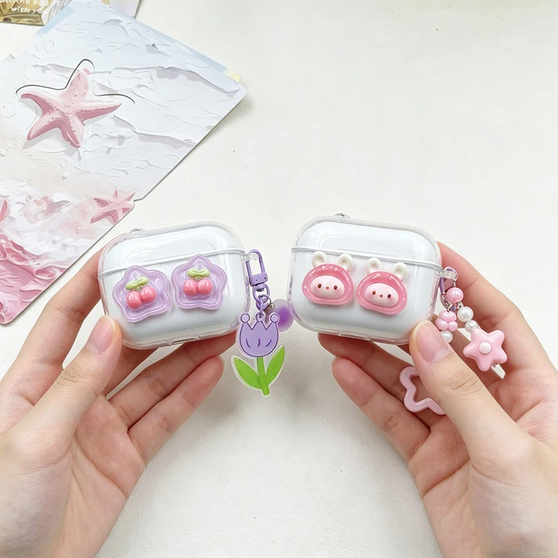 cartoon cute pendant case For QCY Crossky C30/C30S T20 HT03 HT07 T17 T8/T8s/T8pro Case For QCY T20 Silicone earphone Cover