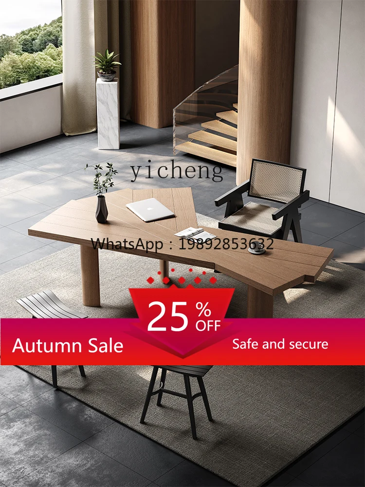 

Solid Wood Modern Minimalist Office Shaped Negotiation Conference Table Long Workbench