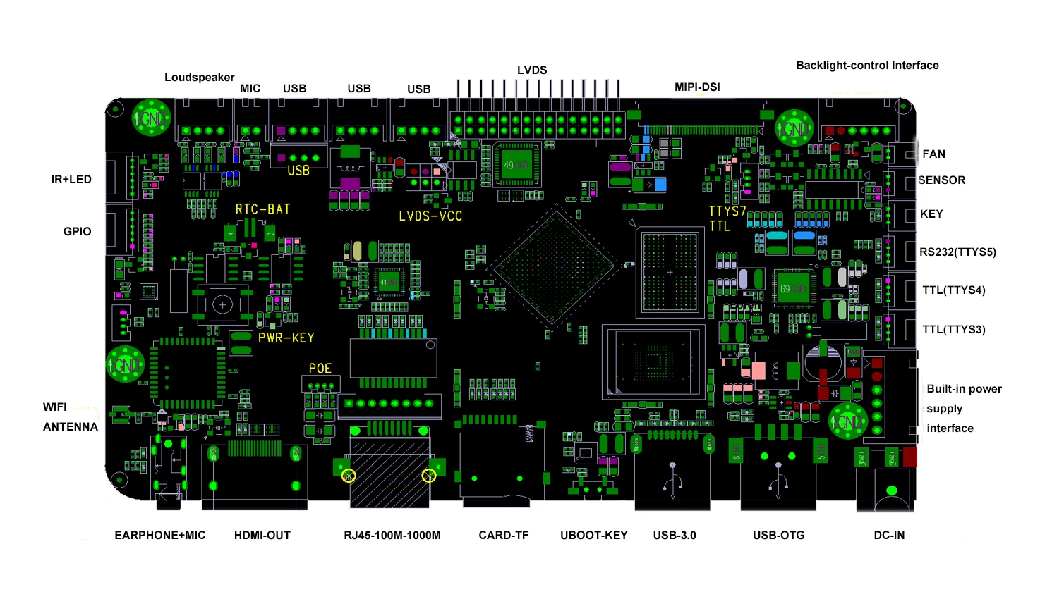 RK3566 Android motherboard with wireless 4G LTE module 4G module antenna for Media player