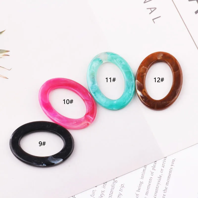 1pcs Diy Jewelry Accessories Acetate Small Fresh Pattern Oval Ring Earrings Pendant Resin Handmade Material