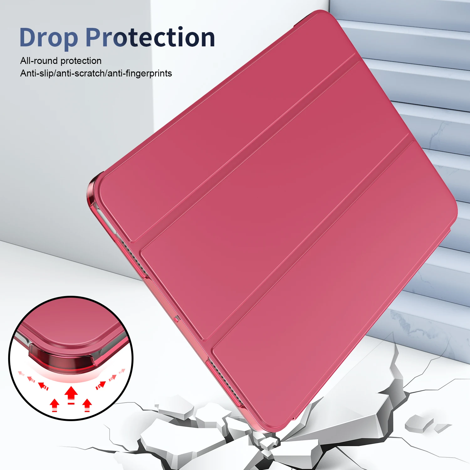 2026 Matte Clear Slim Stand Hard Back Shell Case for IPad A19 12th A16 11 10th Generation 10.9/11inch Tri-fold Smart Stand Cover