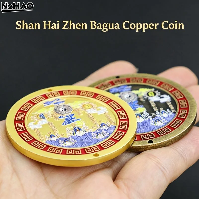 Pure Copper Mountain And Sea Town Pendant Colorful Trigrams Ornament Indoor Outdoor Entrance Decoration