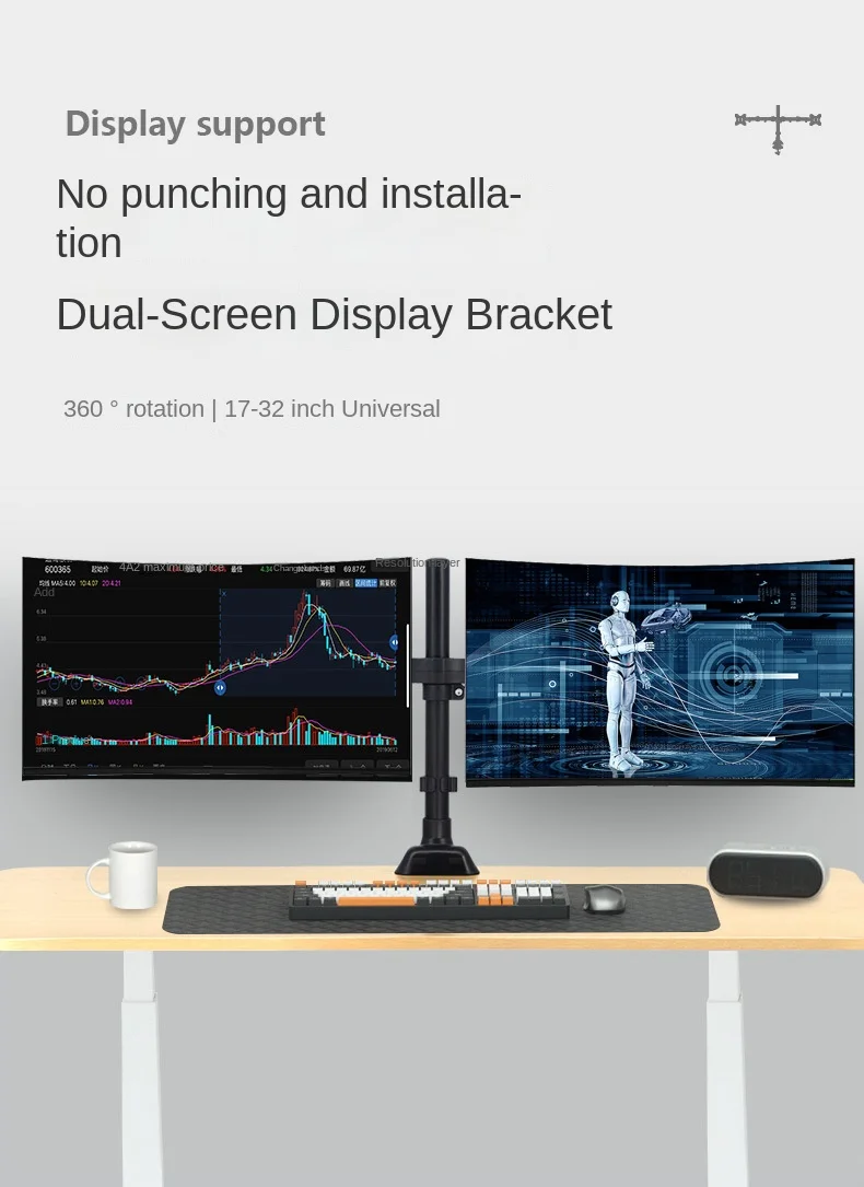 

Multi functional display bracket, rotatable display bracket, desktop free lifting display wall bracket