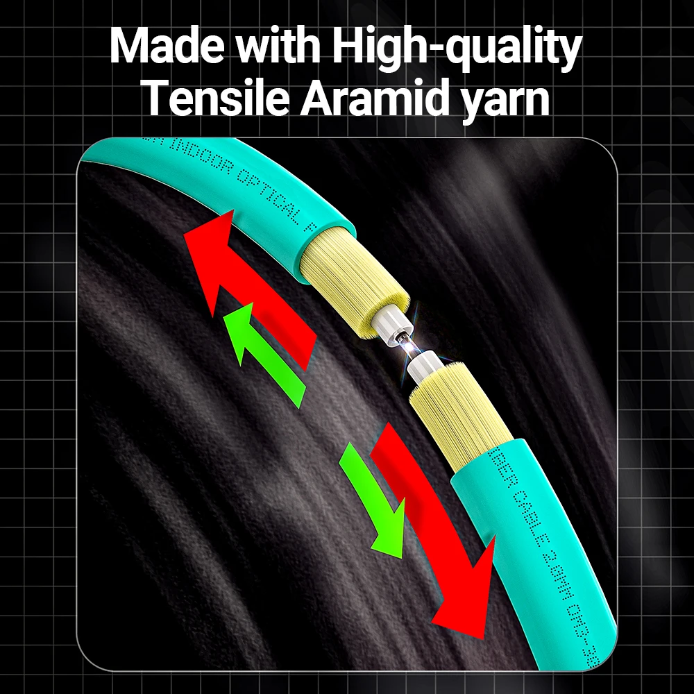 AMPCOM LC إلى FC UPC OM3 كابل تصحيح الألياف الضوئية متعدد الأوضاع دوبلكس، 50/125μm، OD 2.0 مم، LSZH OFNR، 1-100 متر