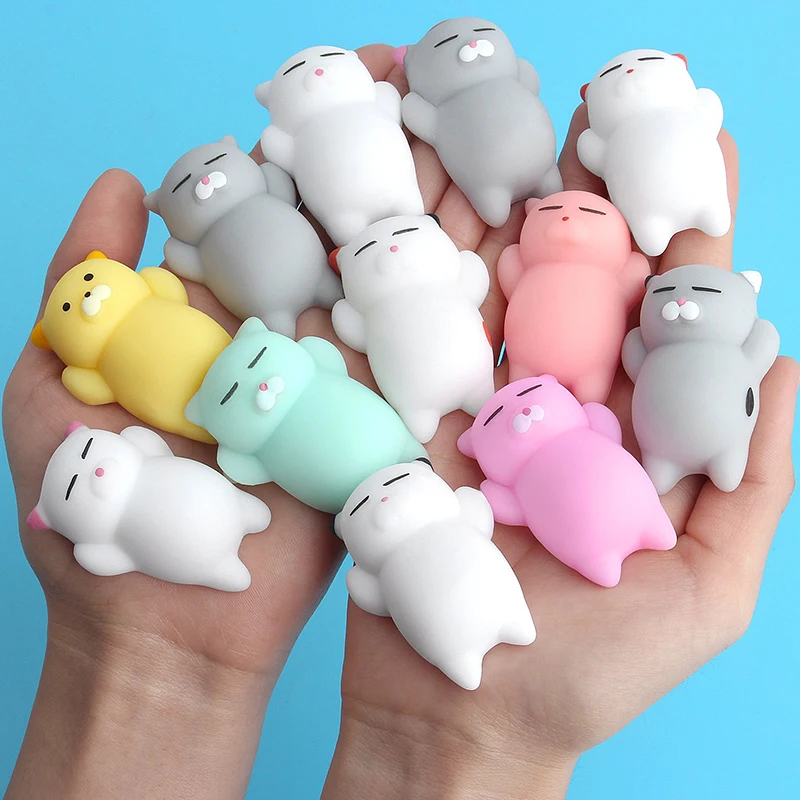 5 PCS Set Mochi Squishy Kawaii Mini Cute Soft Cat Anti Stress Reliever Sensory Squeeze Fidget Toys for Kids Adults