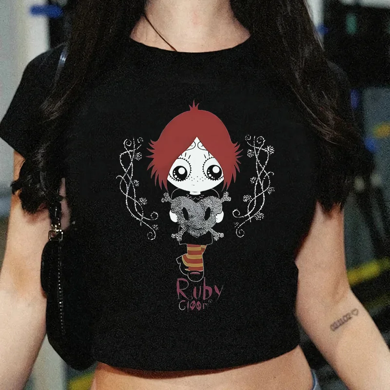 

Уличная женская футболка с надписью в стиле панк в стиле гранж Y2k, эстетичная милая футболка с эмо для девочек, тонкие укороченные топы, винтажный топ 2000-х готическая детская футболка