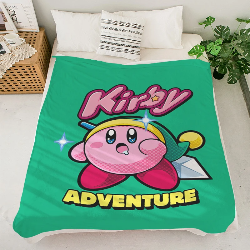 Winter Blankets Anime Blanket  S-Kirbys Microfiber Bedding Double Bed Blankets Decorative Sofa Blanket Downy Fluffy Soft Blanket