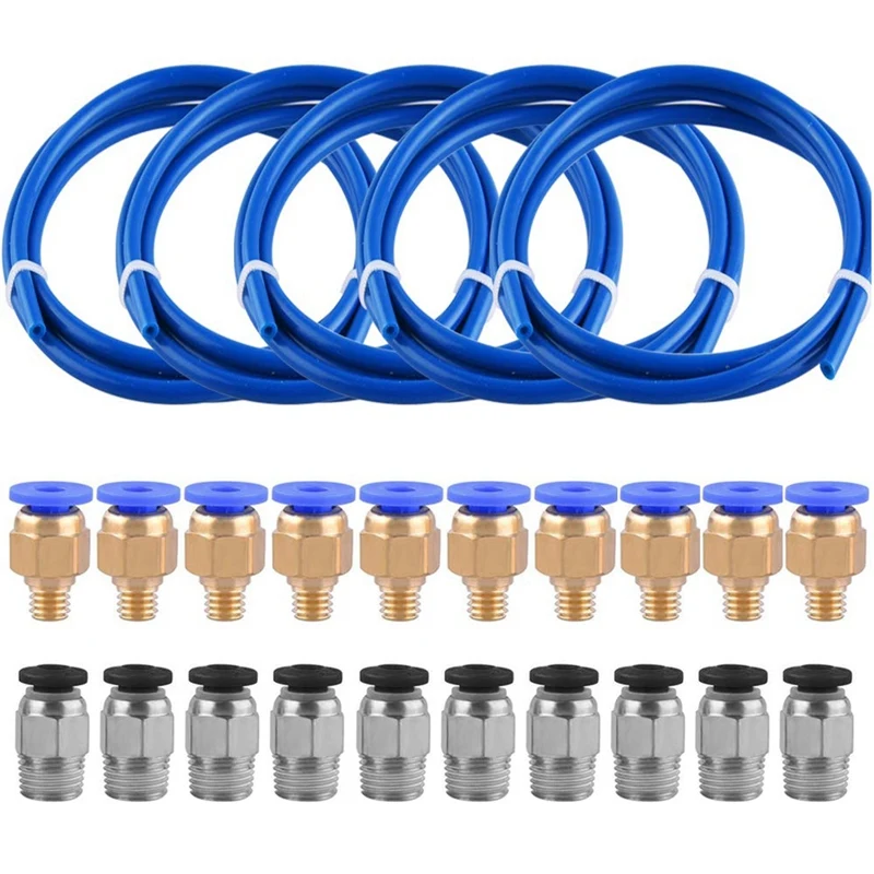 1 Meter Blue Ptfe Tube Pc4-M6 Fitting Pc4-M10 Pneumatic Ptfe Tube Push Connector For 3D Printer 1.75Mm Filament-FS-PHFU