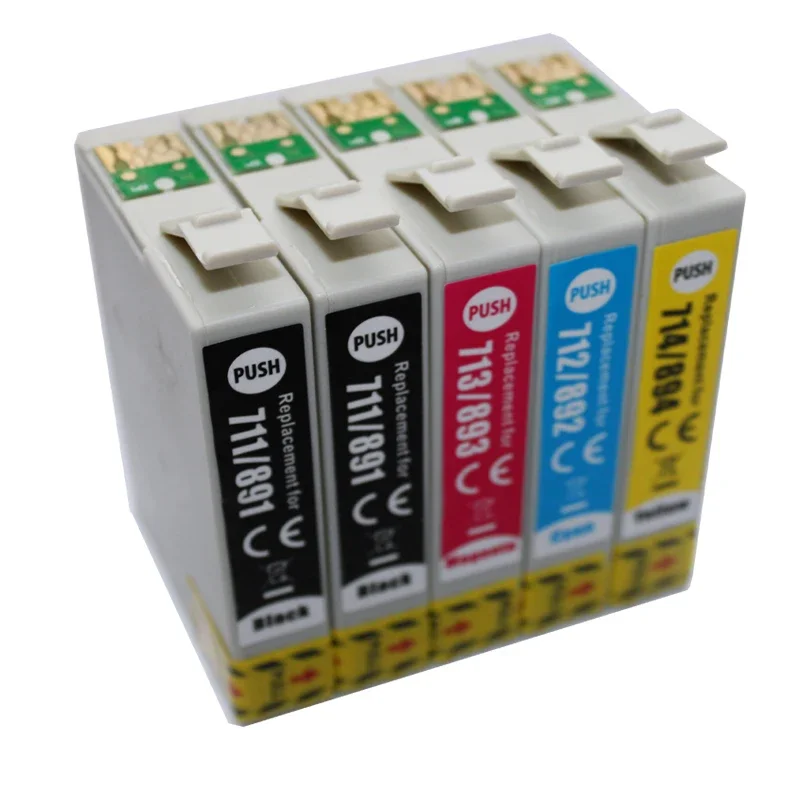 5 COMPATIBELE T0891 E-711BK E-712C E-713M E-714Y INKTCARTRIDGE VOOR EPSON STYLUS DX4050 SX515W SX218 SX110 DX8400 INKJETPRINTERS
