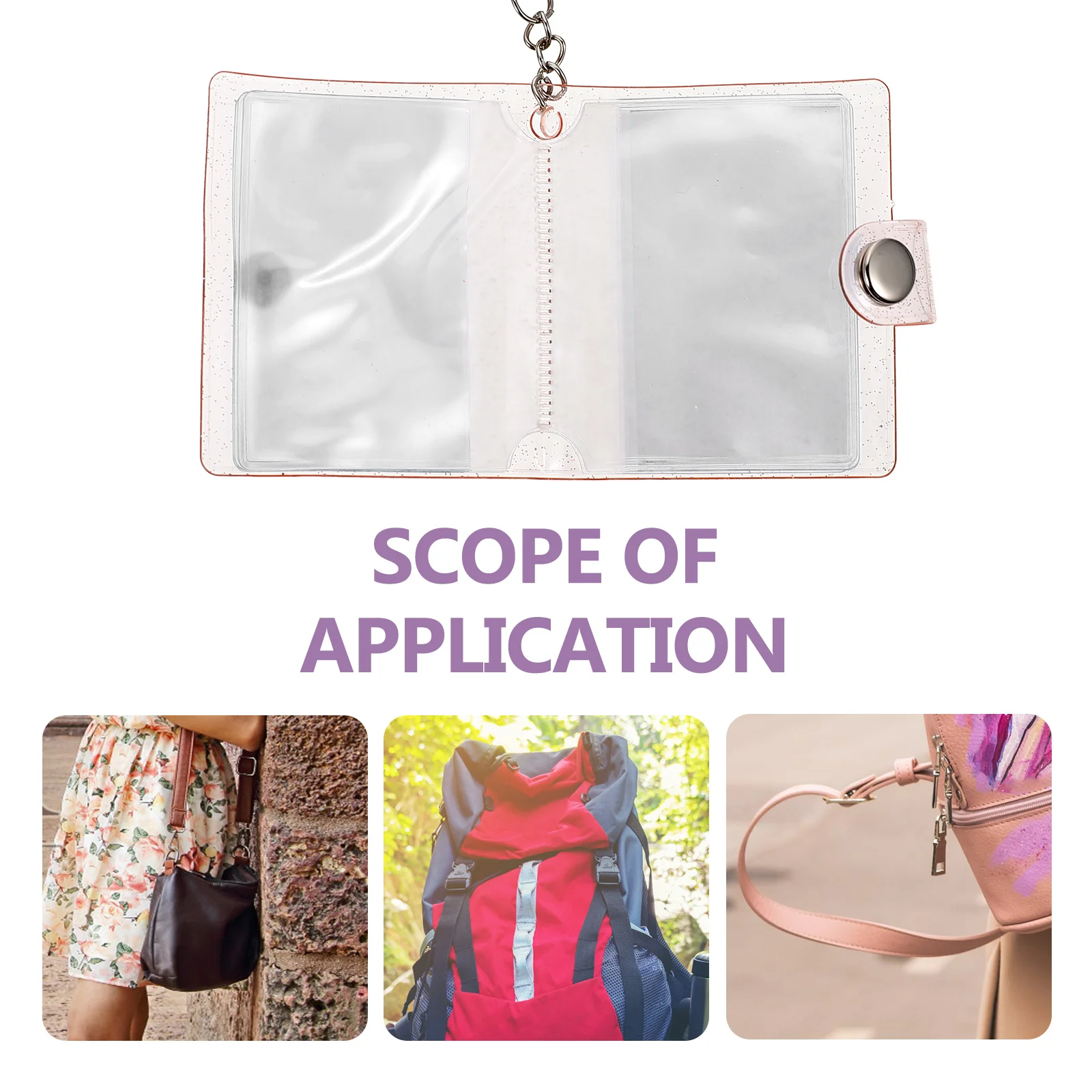 

4pcs Mini Album Keychain 24- Hollow Photo Album Portable Small Picture Holder Pendant For Photos Decor Gift