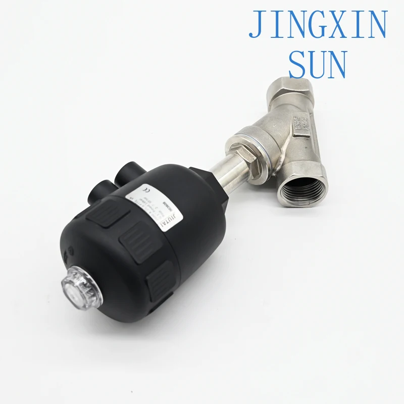 1.6mpa DN50 Bidirectional Double Action Stainless Steel Valve 304 316 Plastic Head Pneumatic Threaded Angle