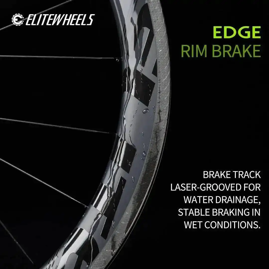 ELITEWHEELS EDGE カーボンリムブレーキロードホイールセット 超軽量
