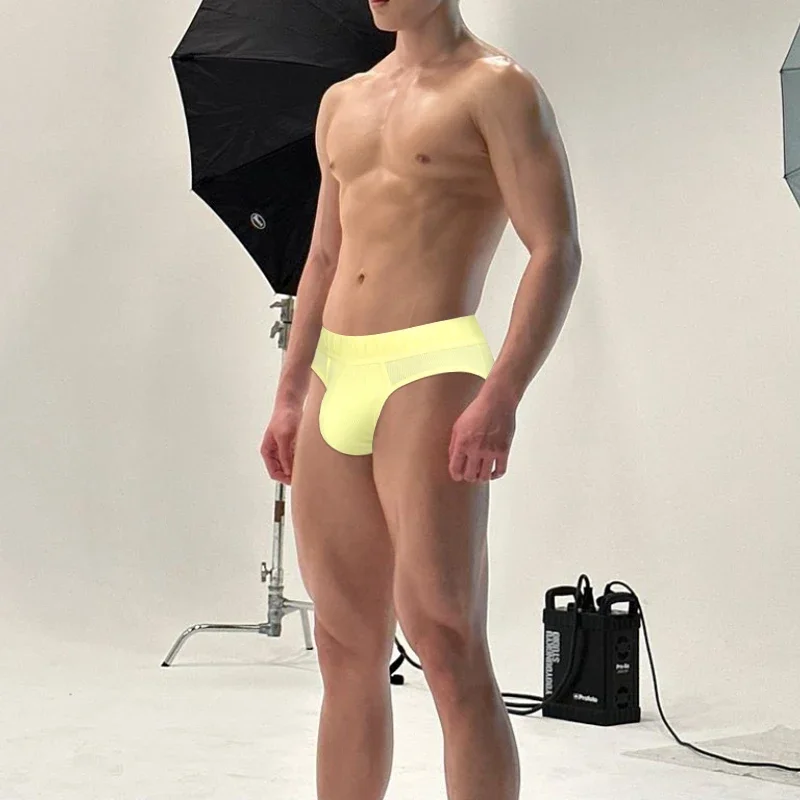 New Men's Underwear Mid Waist Cotton Thread Underwear Triangle Pants Breathable Soft Comfortable Underpants