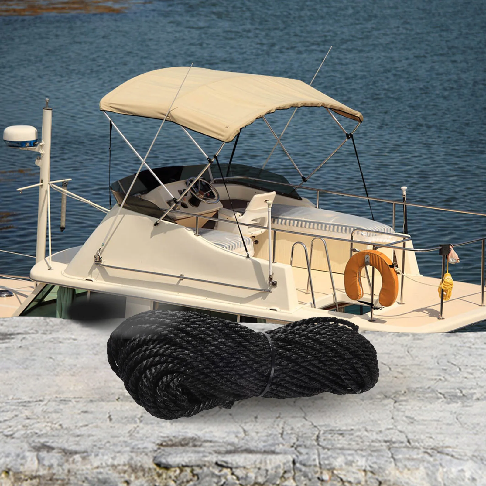 

Tough Weatherproof Nylon Tarpaulin Ropes; Functional Dimensions Length 30M x Dia 6mm Suitable for Many Tasks Outdoors