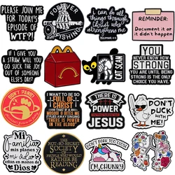 Cute Cat Jewelry Pins for Backpacks Multiple Quotes Lapel Enamel Pins for Woman Men Bags Badge Friend for Gifts