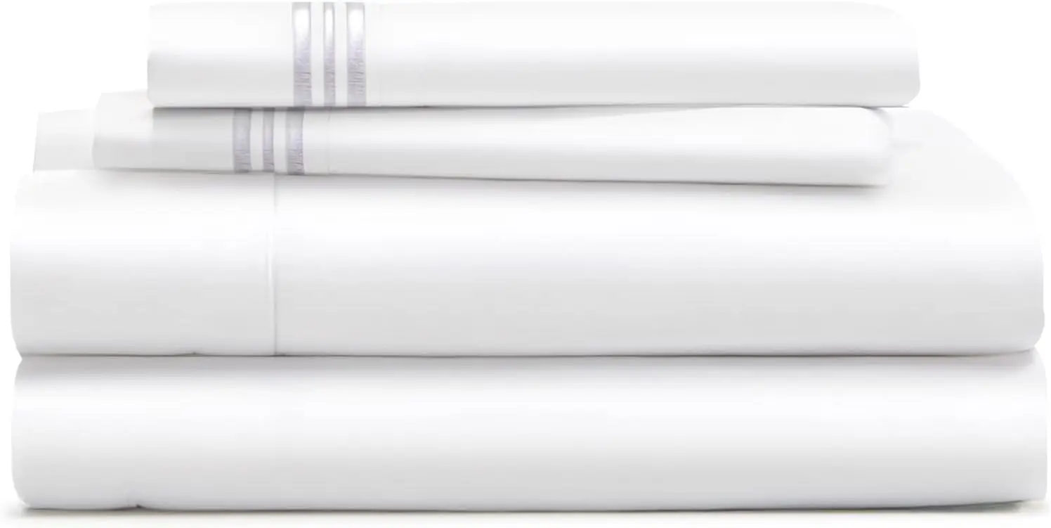 

King Size Bed Sheets - White Luxury Sheet Set - Deep Pocket - Super Soft Hotel Bedding - Cool & Wrinkle Free - 1 Fitted, 1
