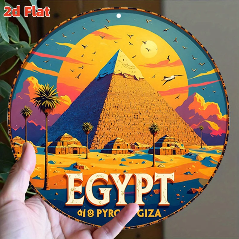 CIFBUY Vintage Egyptian Sunset Desert Landscape Metal Sign Aluminum Wall Art Waterproof Durable Decor for Home Garage Cafe