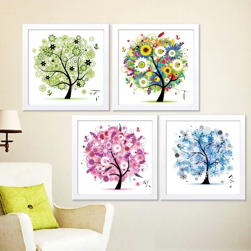 Pittura diamante 5D albero quattro stagioni fai da te punto croce adesivo diamante ricamo diamante rotondo mosaico regalo fatto a mano