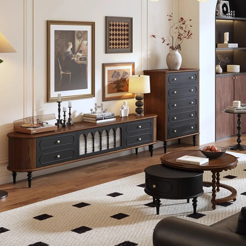 

solid wood living room locker, French antique storage against the wall, chest of drawers, TV cabinet, small side cabinet