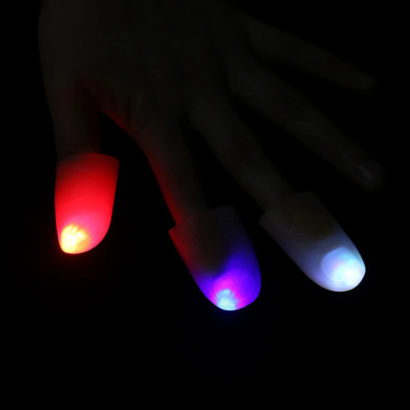 2Pcs party magic light up glow thumbs fingers trick appearing light close up