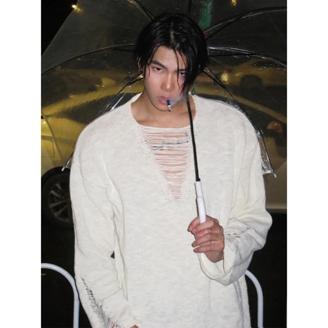 

Вязаный свободный свитер с отрывными отверстиями, тонкий длинный све, базовый слой, однотонный, весенне-осенний, мужской и женский свитер Faion Urban Sle