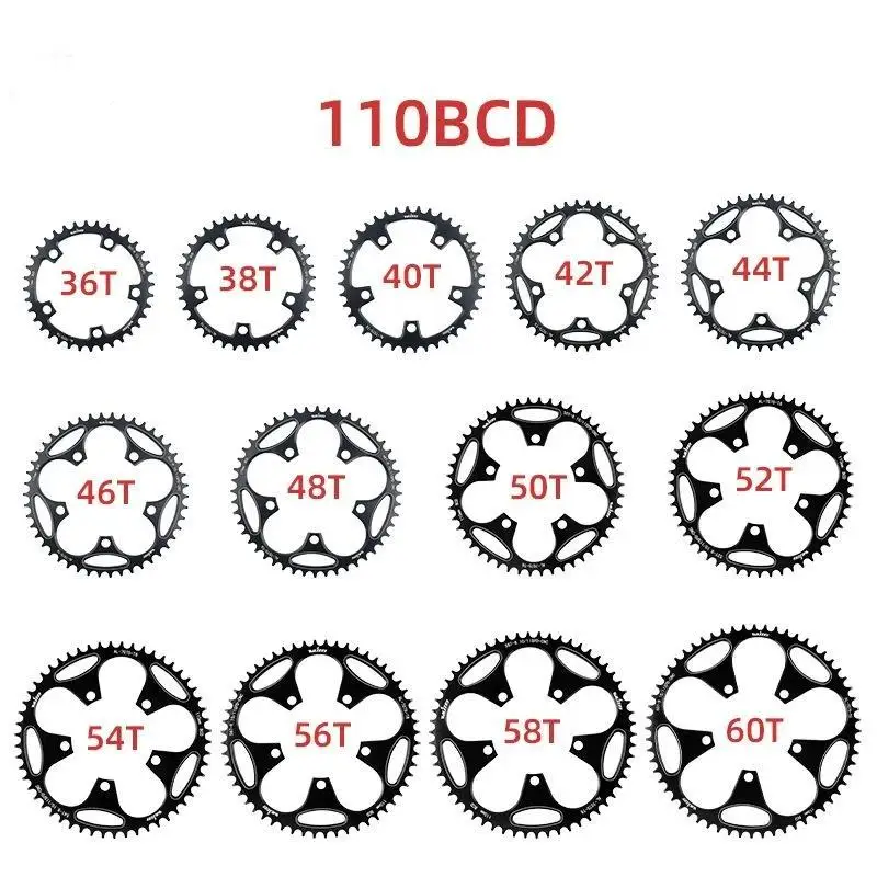 110 BCD Mountain Bike Chainring 36T to 56T Wide Narrow Design Lightweight Aluminum Chain Wheel for Road Cycling Parts