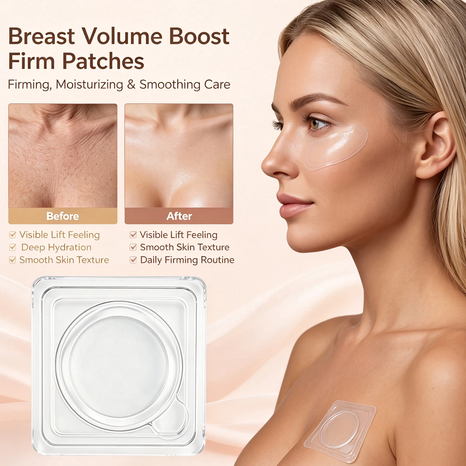 Body Care Patch Bust Hip Targeted Skin Hydrating Supply Improve Skin Smoothness Flexible Breathable Material Mild Adhesive