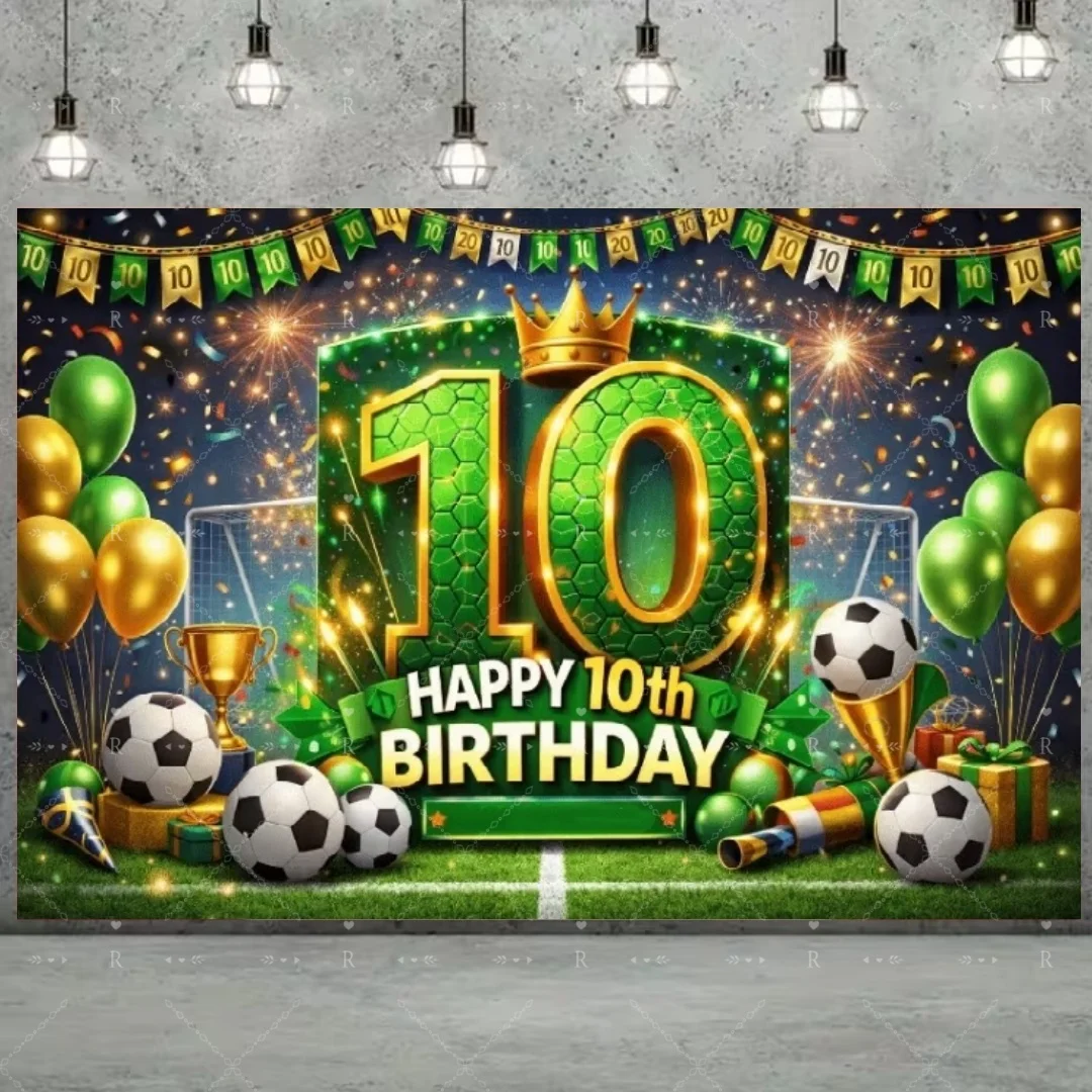 Soccer Theme 7 8th Children Birthday Party Supplies Background Football Sports Banner Party Photo Photography Backdrop Kids Gift - view 5