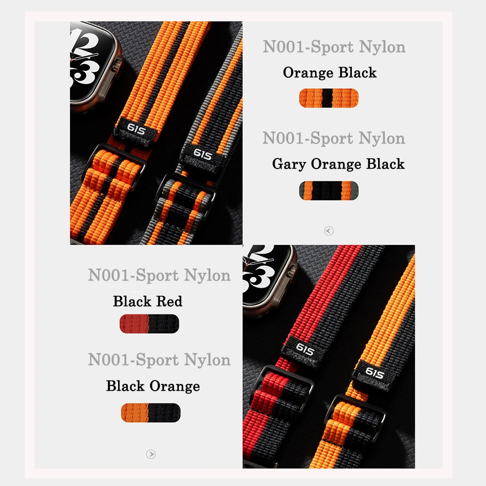 النايلون حلقة الفرقة ل سوار ساعة يد آبل 46 مللي متر 40 مللي متر 44 مللي متر 45 مللي متر 42 مللي متر 41 مللي متر 38 مللي متر الذكية حزام سوار ل IWatch الترا 49 مللي متر 8/7/6/SE/5/4