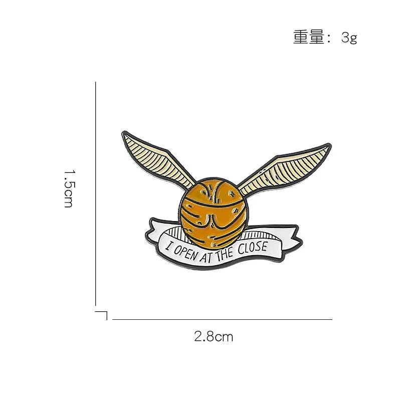 Golden Snitch Enamel Pins Creative Ball with Wings Brooch Bag Lapel Button Badge Funny Movie Jewelry Gift for Kids Fans Friends