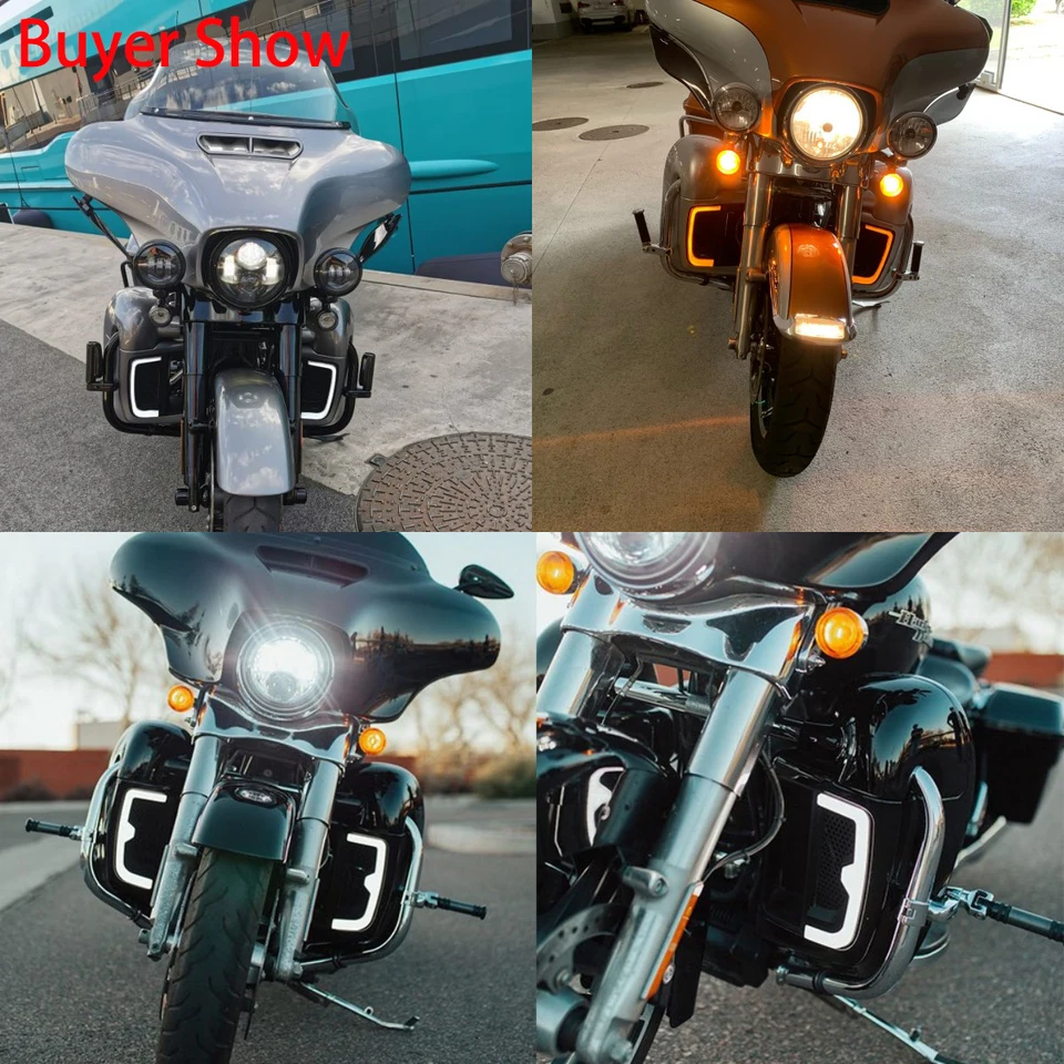 Running Light Turn Signal Combo LED Fairing Lower Grill Turn Signal Running Light For Harley Touring Harley Lower Fairing Grills