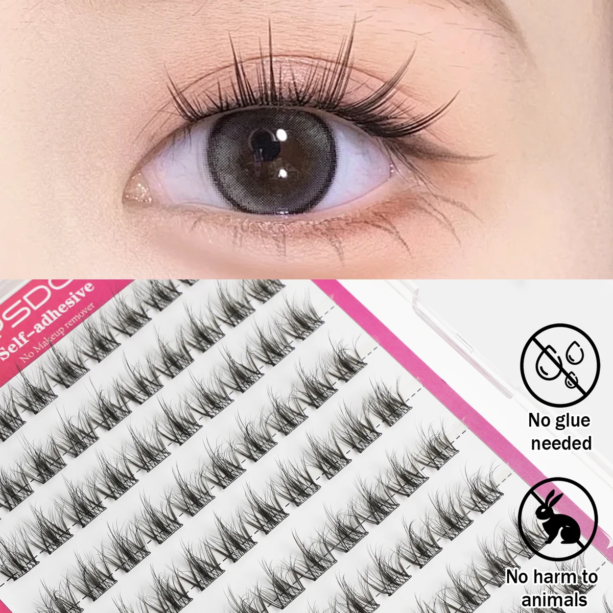 Individual Lashes 10 Row Anime Lashes Makeup Natural DIY False Eyelashes Soft Wispy Manga Fake Eyelash Fluffy 3D Mink Faux Cils