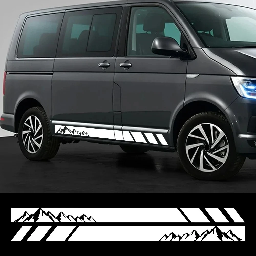 Mountains Styling Car Decals Car Side Skirt Stripe Stickers Auto Decoration Accessories For Volkswagen VW T4 T5 T6 Transporter