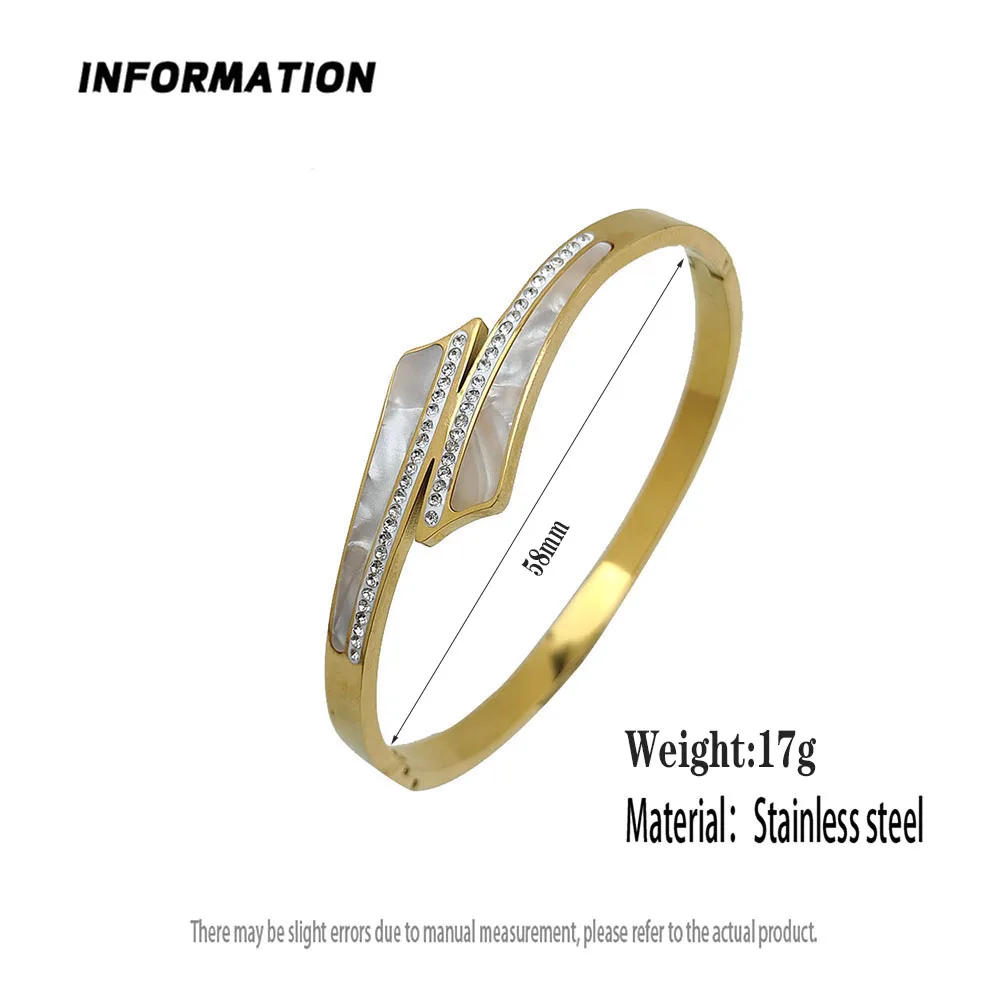 New Cross Zircon White Shell Stainless Steel Gold Plated Bracelet 18K, High Quality Waterproof Couple Bracelet, Wife Gift