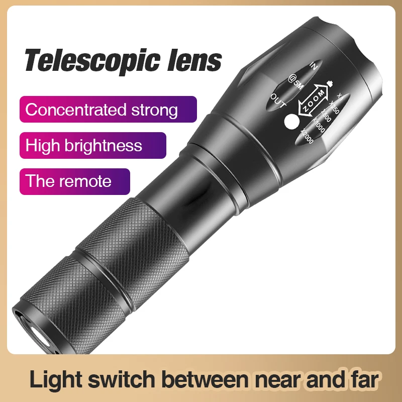 ZK30 NEW A100 Outdoor LED Flashlight Rechargeable Zoomable Mini Power Torch Waterproof Flashlight NOT Included Battery