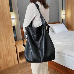 Borsa grande da donna portatile Borsa a tracolla singola di grande capacità Borsa tote retrò casual