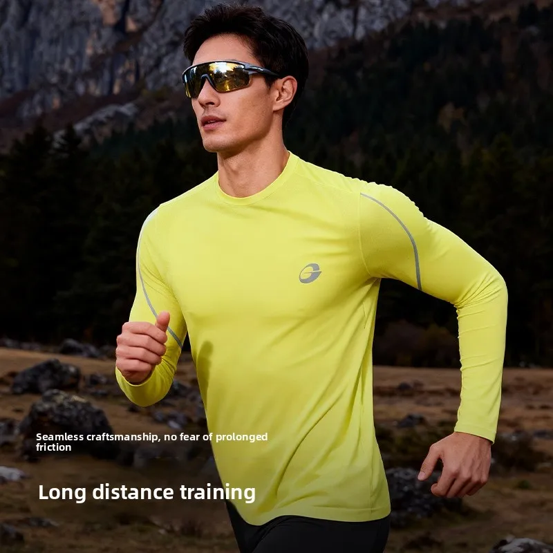 Otoño/Invierno correr camisa deportiva de manga larga ropa de entrenamiento transpirable al aire libre senderismo Fitness capa Base térmica