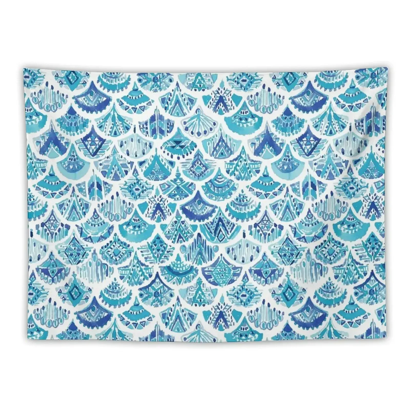 AZTEC MERMAID Tribal Scallop Tapestry Wall Coverings House Decor Room Decorating Aesthetic Tapestry