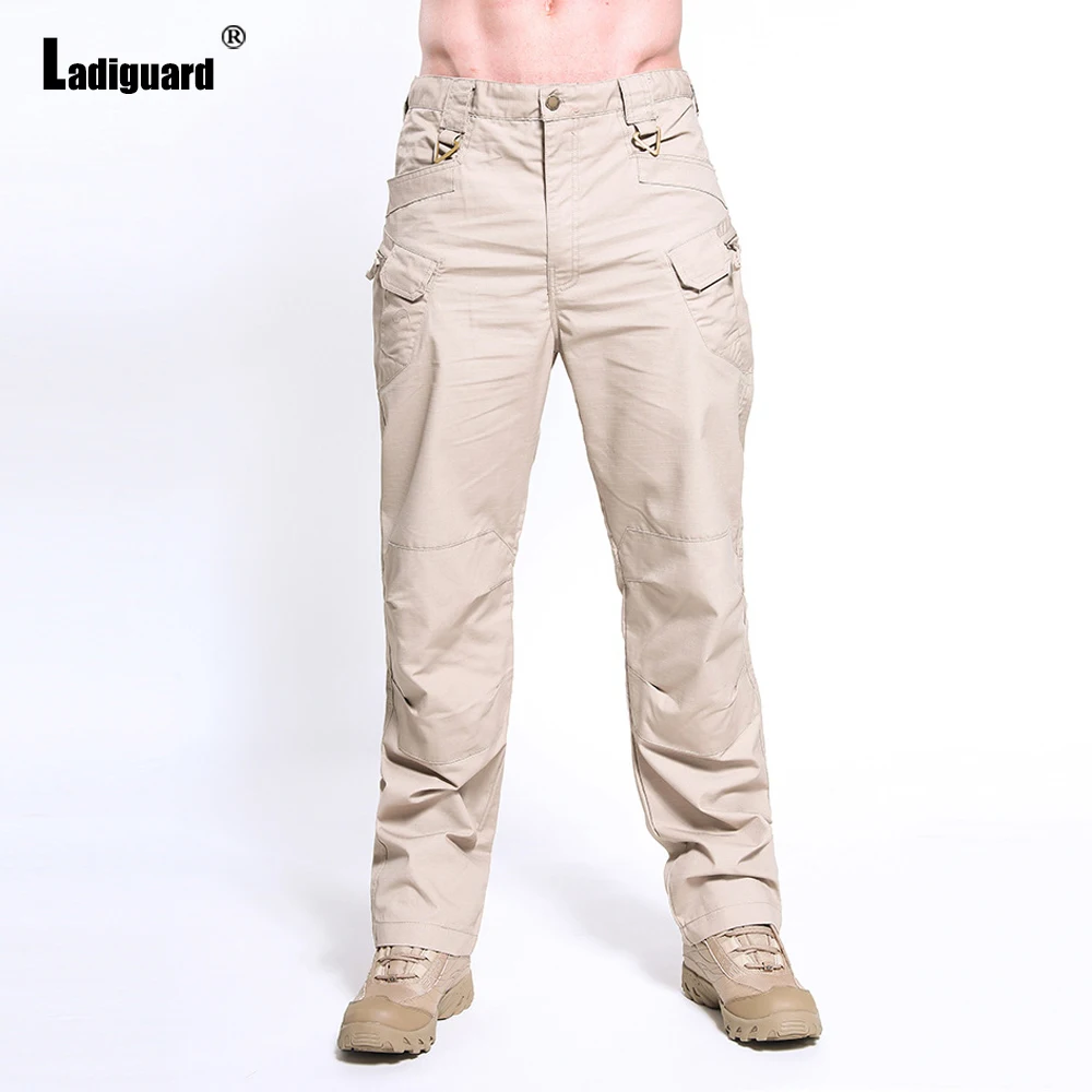 Ladiguard 2022 Men's Leisure Stand Pockets Trousers Plus Size Homme Outdoor Casual Straight Leg Pants Mens Fashion Sweatpants