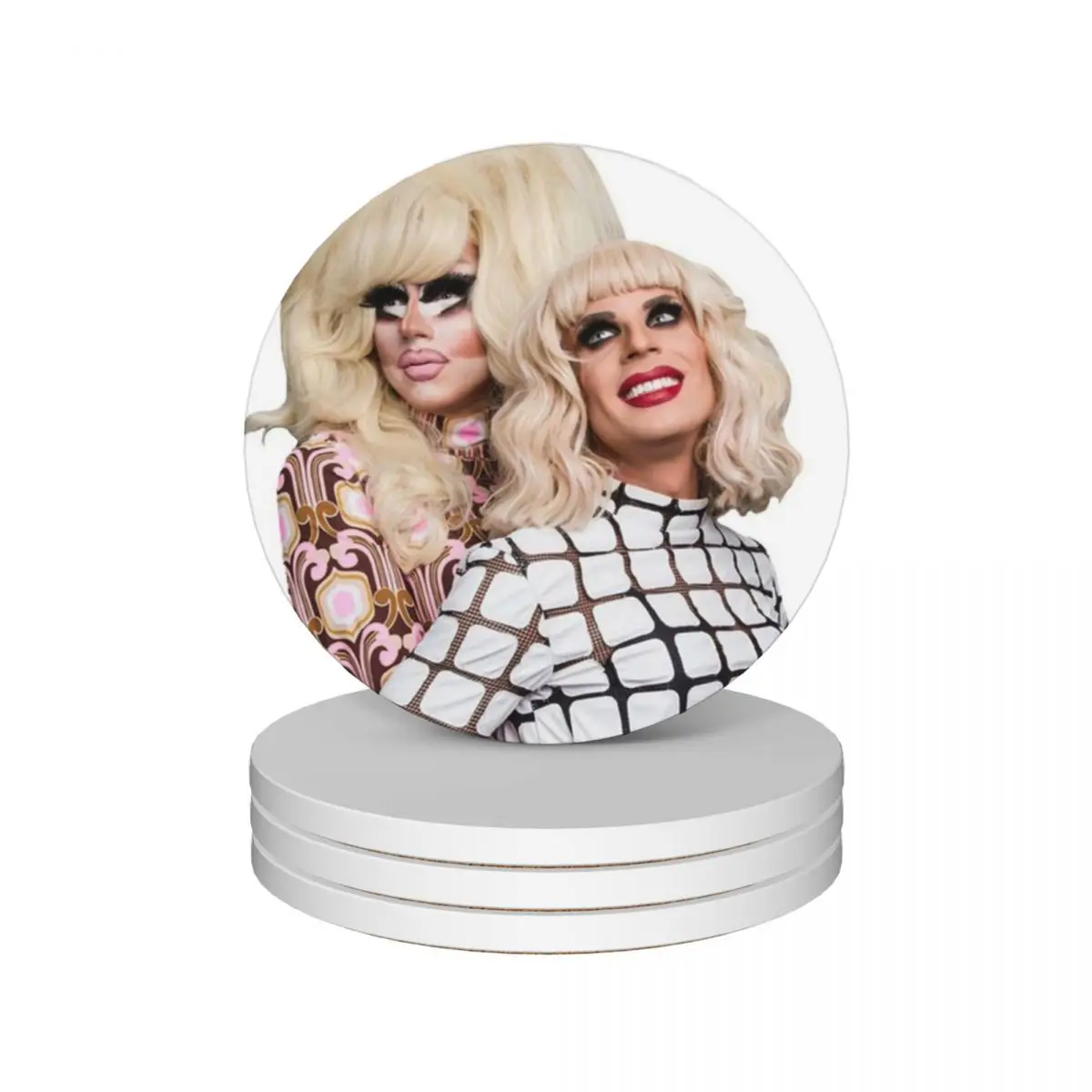 

Trixya Titanic - Trixie and Katya Ceramic Coasters (Set of 4) Tea cups for coffee cups plate Coasters