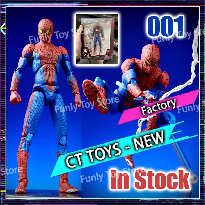 Ct Toys 001 Spiderman Mafex 001 Peter Parker Andrew Garfield The Amazing Spider-Man Shf Anime Action Figure Customized Toys