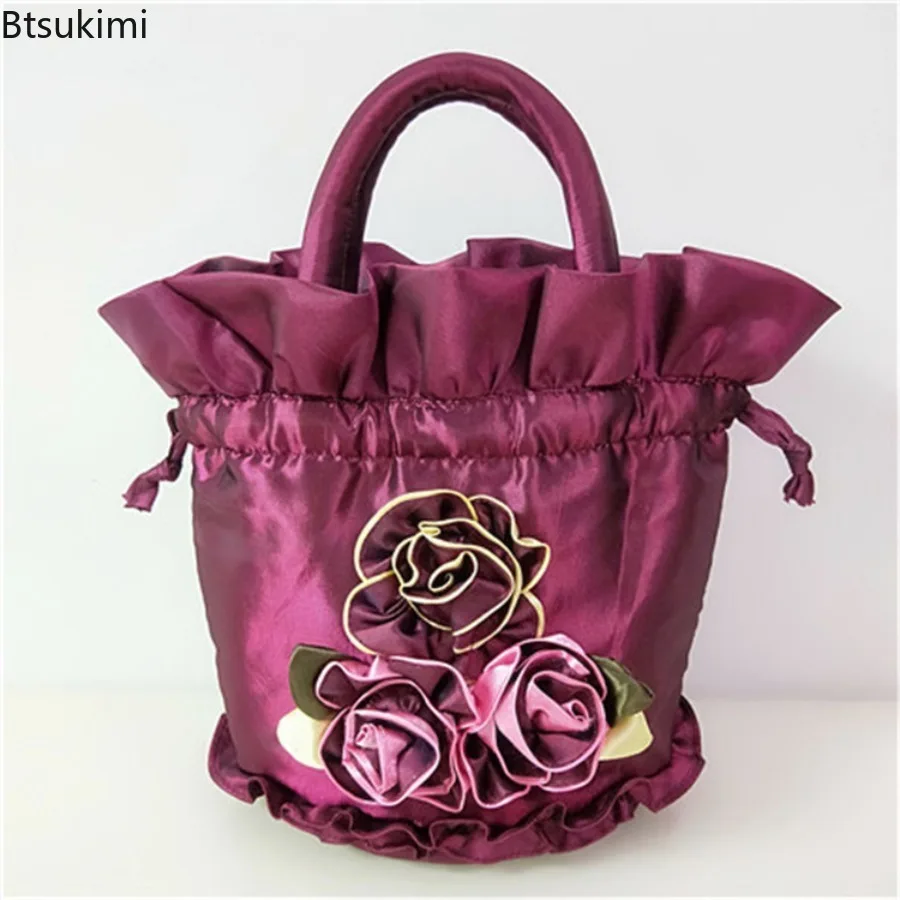 High Quality Lace Flower Bag Cell Phone Bag Daily Matching Tote Bucket Bag Ethnic Style Drawstring Purses Women's Hanfu Handbag view 5