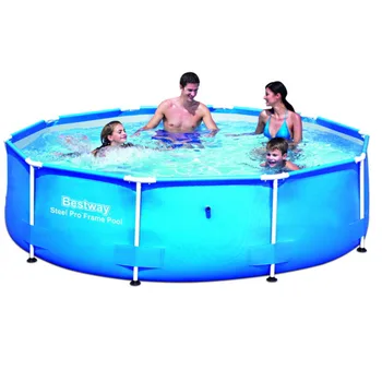 56406 Bestvvay steel Pro Dia10&#x27; Ht 30&quot; round frame swimming pool family Dia305*ht76cm outdoor above ground pool no filter