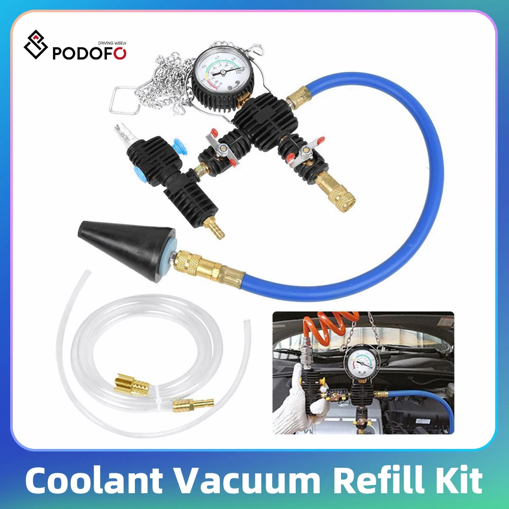 Podofo Vacuum Coolant Refill Tool Coolant Vacuum Refill Kit Car Antifreeze Replacement Tool Fill Tool Set For Car Motor Truck