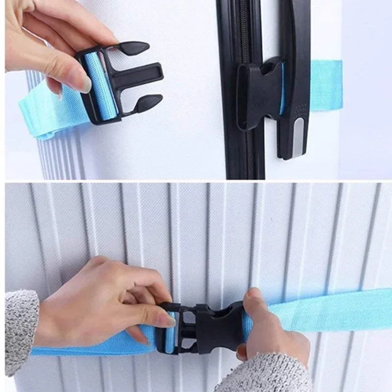 2 Pieces Nylon Luggage Strap Adjustable Travel Suitcase Buckle Strap Baggage Belt Travel Accessorises Suitcase Packing Seat Belt