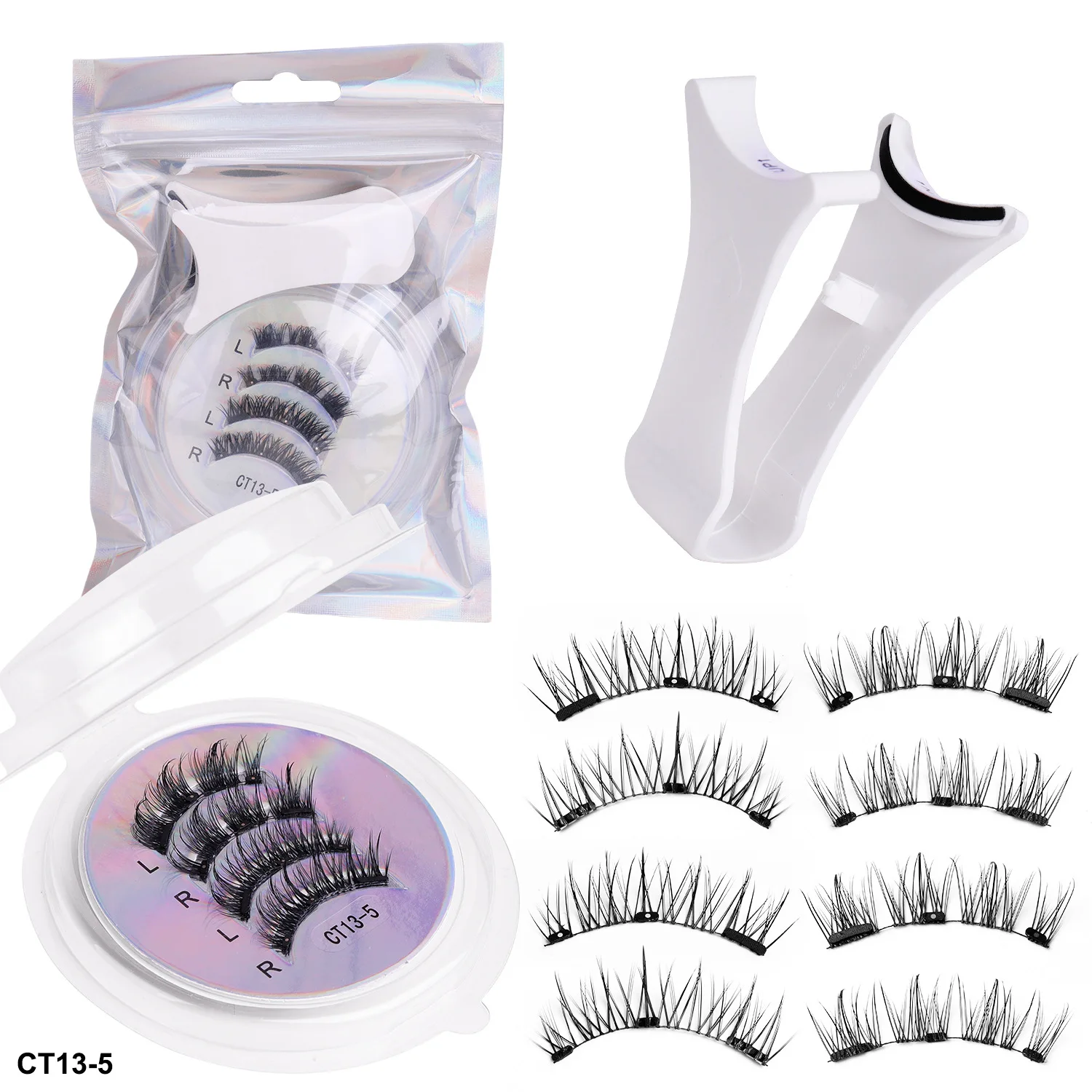 الرموش المغناطيسية 2 أزواج اليدوية ثلاثية الأبعاد المنك جلدة قابلة لإعادة الاستخدام الرموش الصناعية مجموعة الطبيعية طويلة وهمية رمش ماكياج الملقط أداة #4